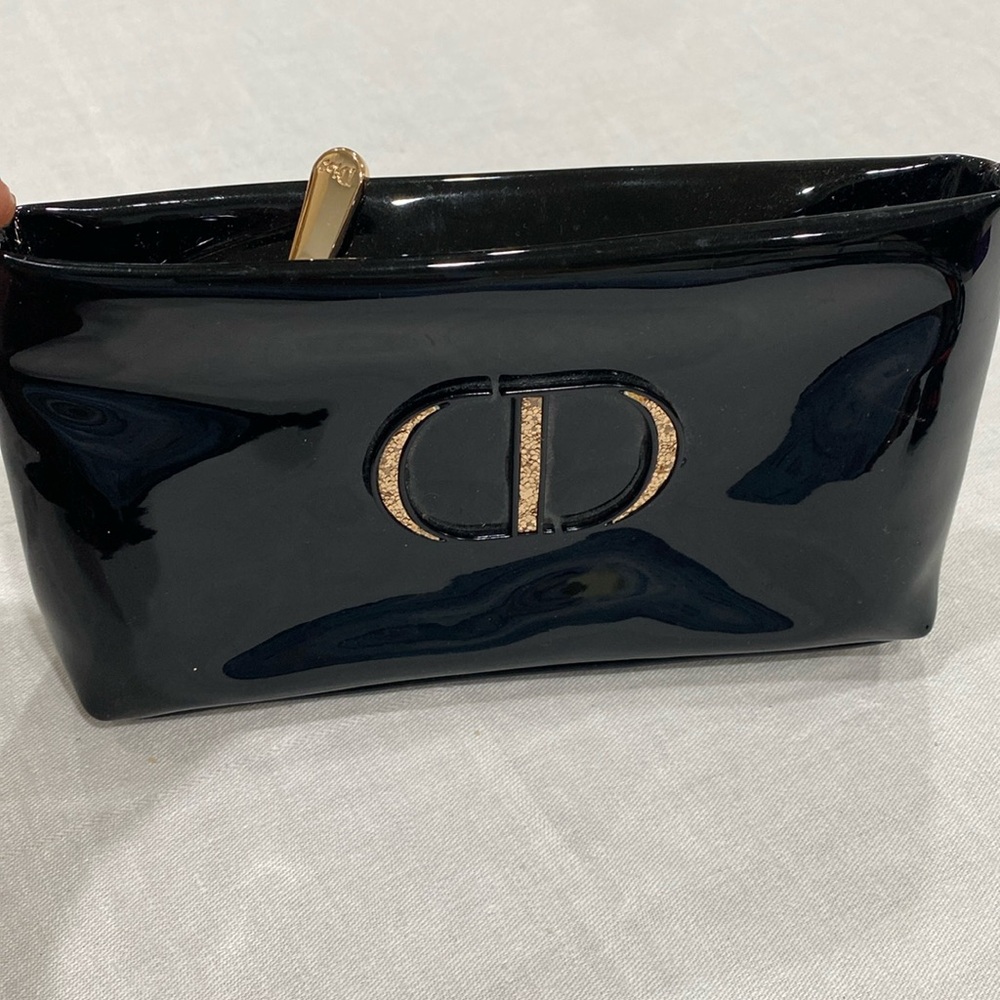 Christian Dior makeup 💄 pouch black CD 7.5” by 4.5” by 1.5”